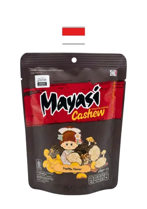 MAYASI SALG CASHEW TRUFFLE FLAVOR 45g - Salgadinho com castanha-de-caju sabor trufa (cogumelo). Origem: Indonésia