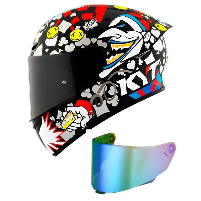 Capacete kyt tt Course Riccardo Rossi 2022 Joker Preto Mais Viseira Camaleão