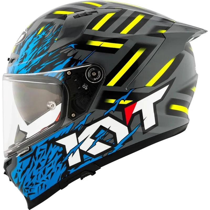 Capacete Kyt Striker 2v Flaming - Cinza Nardo/azul