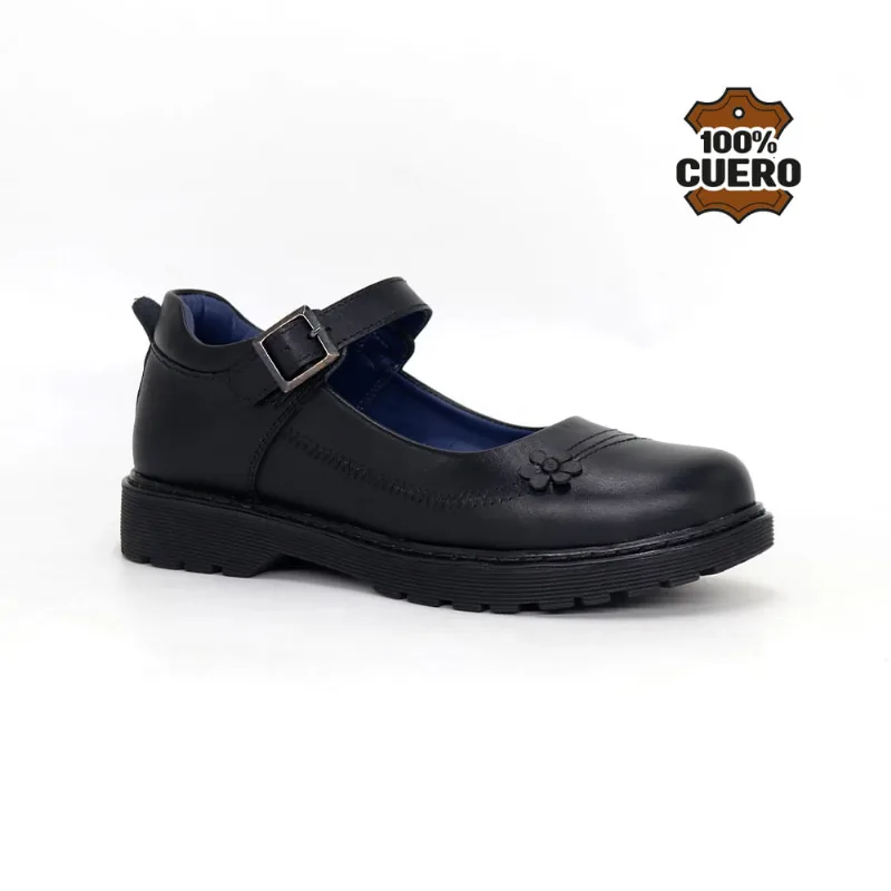 Zapatos Escolares Cuero Mujer FLOR-MV26Q1J NEGRO 33