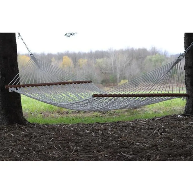 Vivere Double Polyester Rope Hammock - White - 12-ft