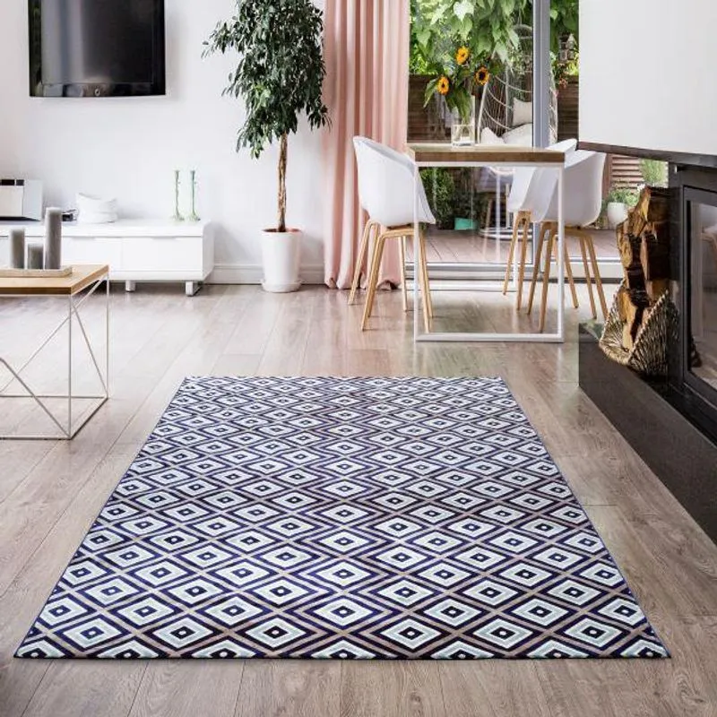 Tapete Para Sala Antuérpia 03 2,00x2,50M Azul Claro E Escuro