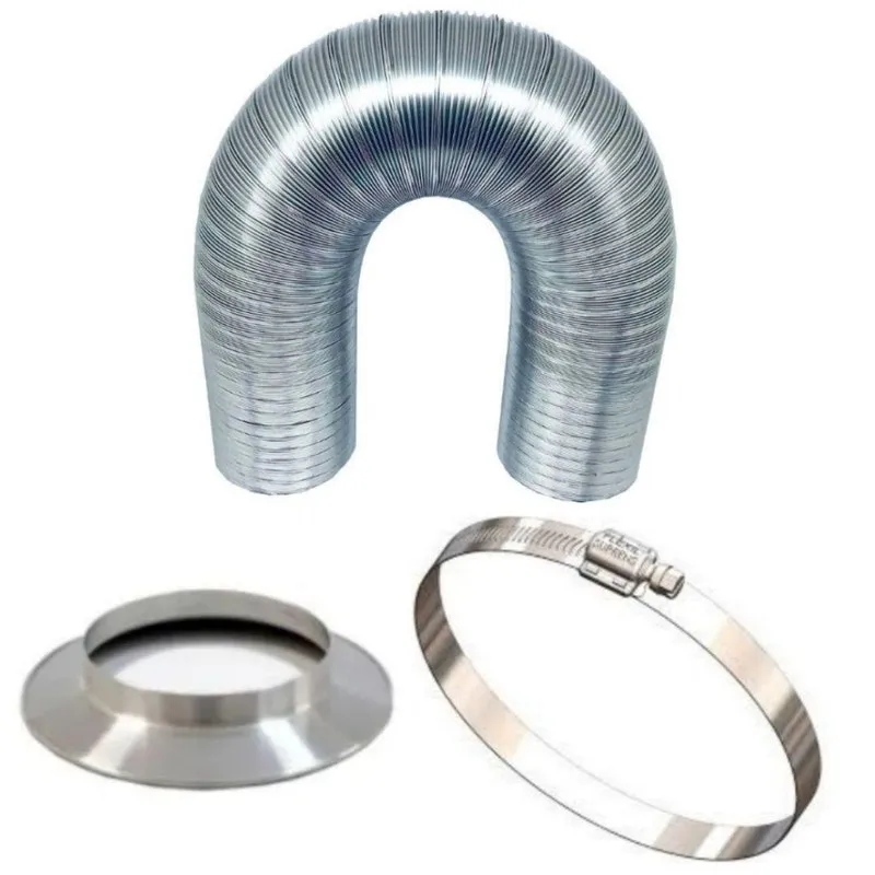 Duto Extensivo 100Mm 3M+Anel Arremate+Abraçadeira Alumínio