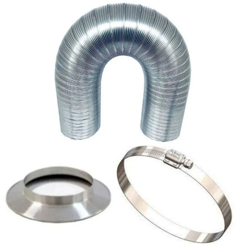 Duto Extensivo 60mm 3m+anel De Arremate+abraçadeira Aluminio