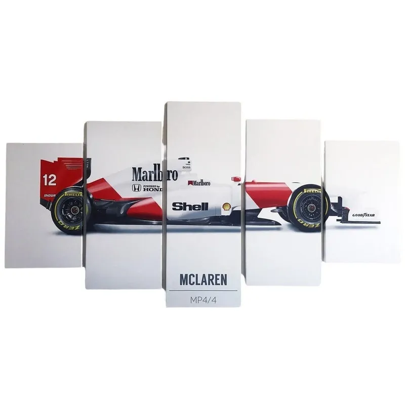 Quadro Decorativo Ayrton Senna Mclaren Kyme 5 Peças