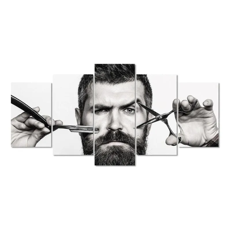 Quadro Decorativo Barbeiro Kyme 5 Peças 115 x 60 cm