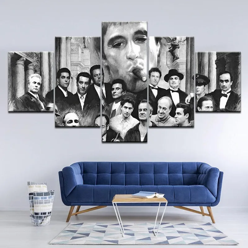 Quadros Decorativos 5 Peças Goodfellows Padrinho Scarface