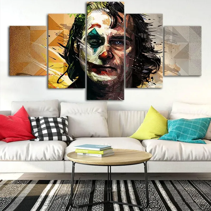 Quadros Decorativos 5 Peças Coringa Esquadrao Suicida Filme