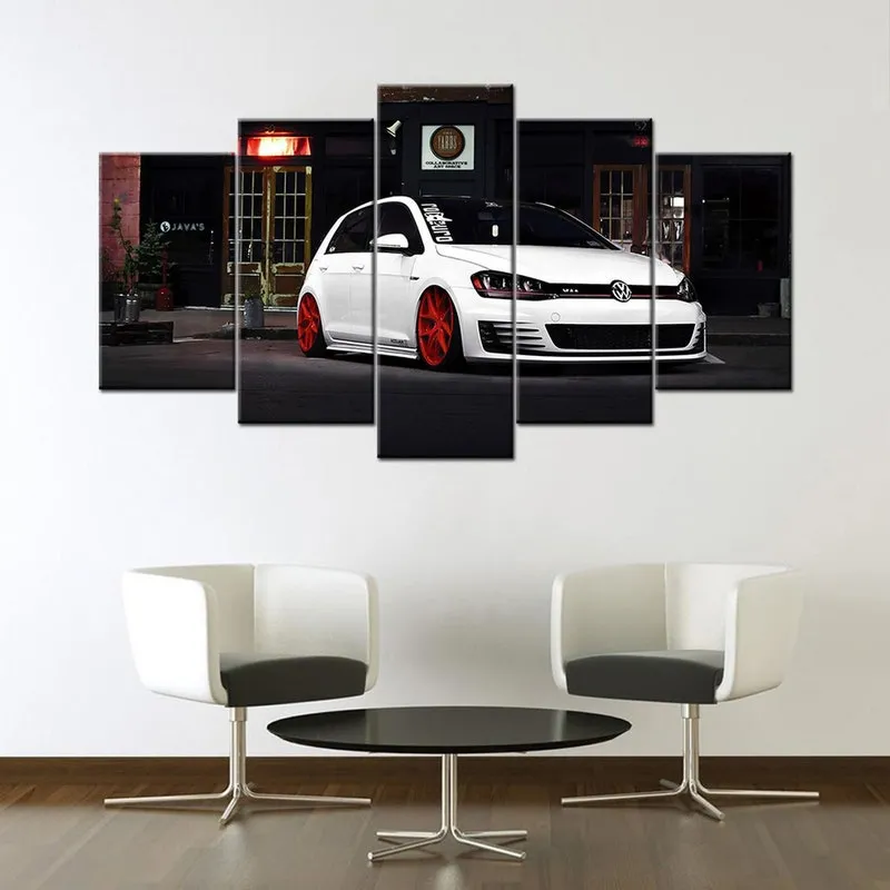 Quadros Decorativos 5 Peças Golf Gti Carro