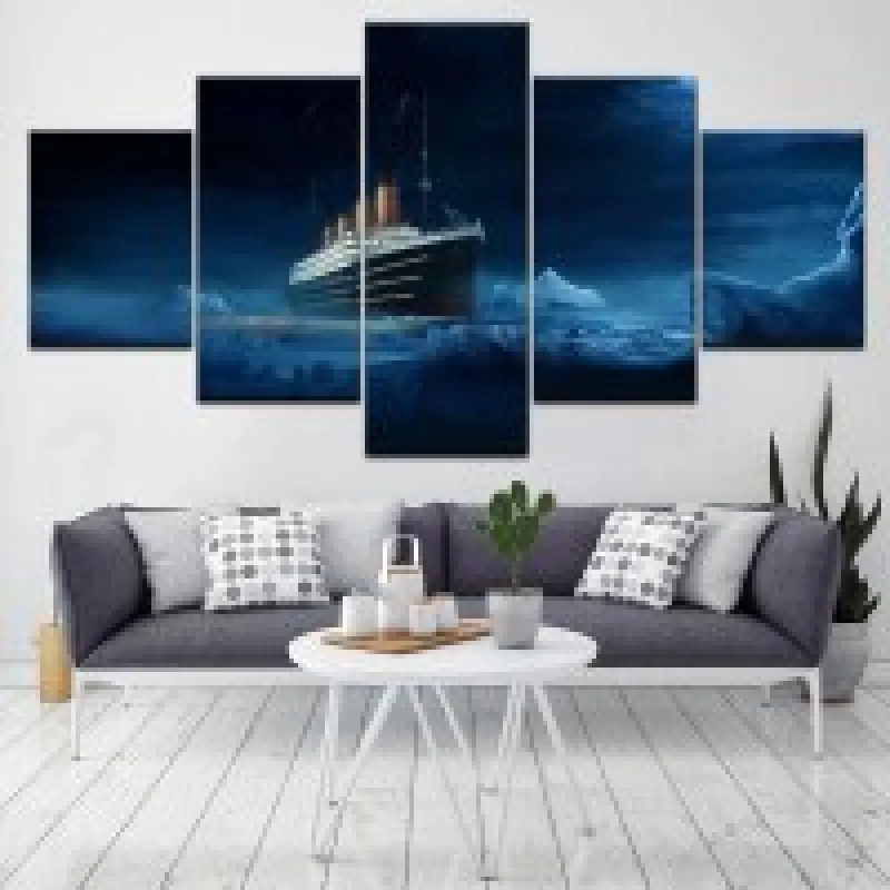 Quadro decorativo mosaico de 5 peças navio filme Titanic