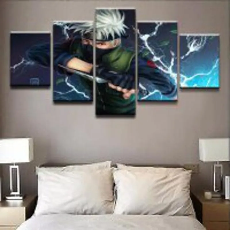 Quadro Decorativo Mosaico De 5 Peças Anime Kakashi Chidori