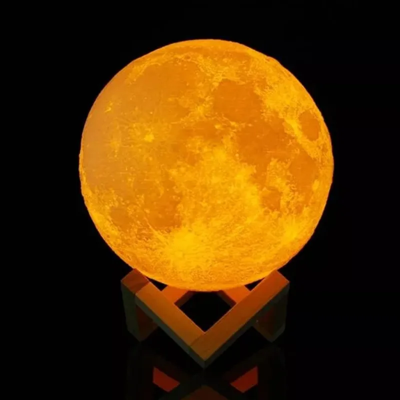 Luminária Abajur Lua Cheia 3d Led E Touch Noturna Usb