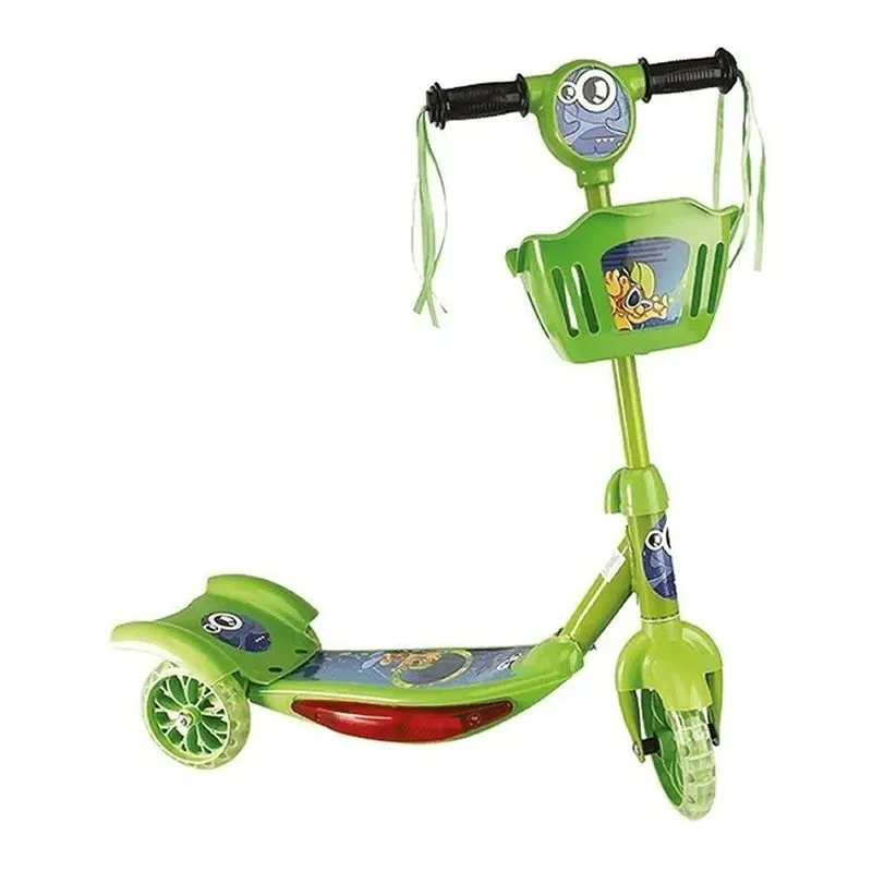 Patinete Infantil Com Música Luz E Cesta Crianças Art Brink