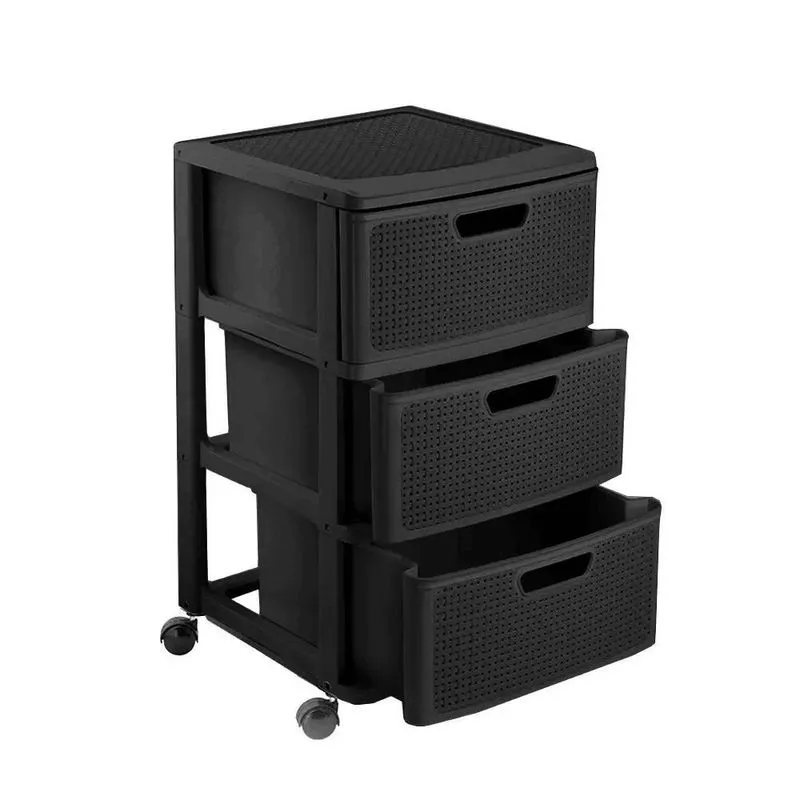 Gaveteiro Organizador Rattan 3 Gavetas Rodinhas 37x36x67