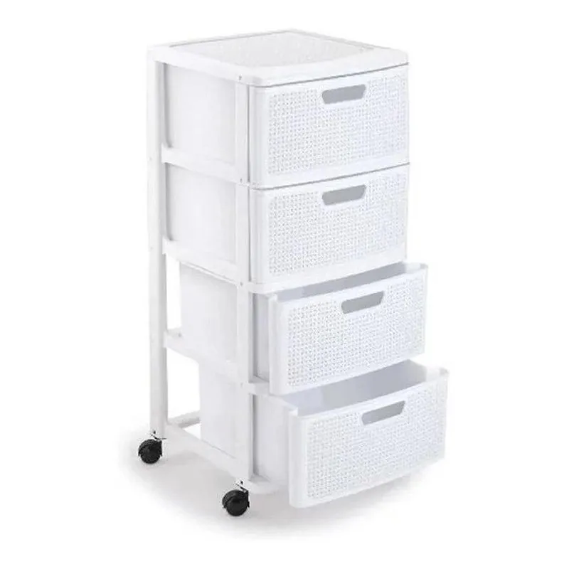 Gaveteiro Organizador Rattan 4 Gavetas Rodinhas 37x36x87