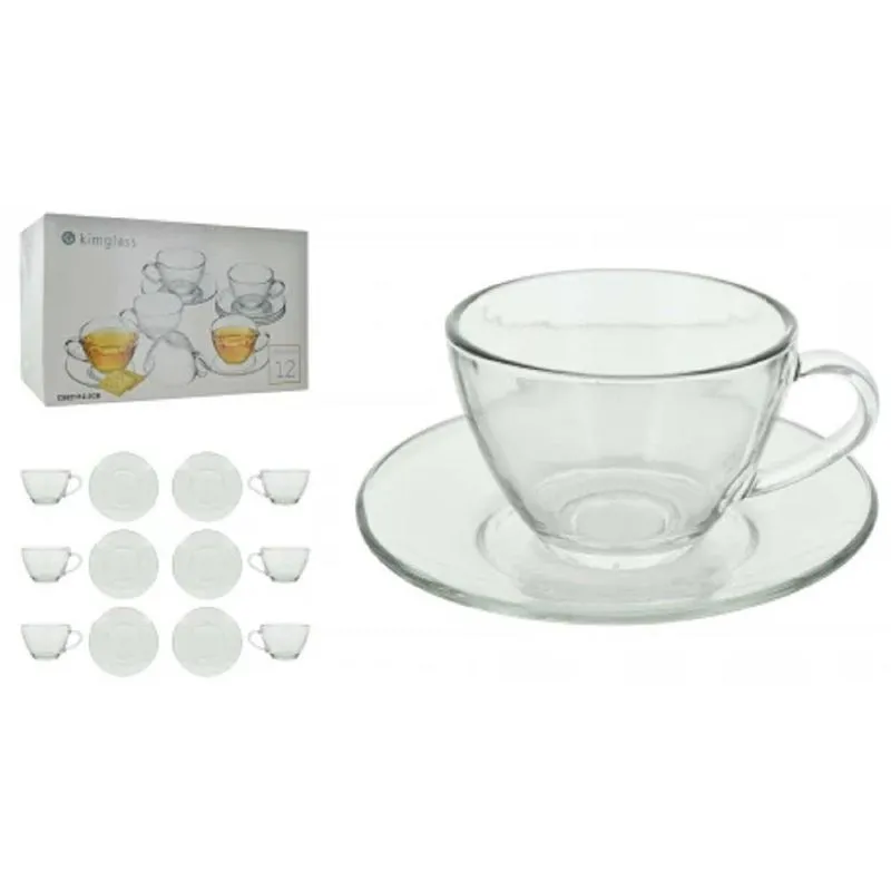 Conjunto 6 Xícaras E 6 Pires 200ml Kimglass Importado Oferta