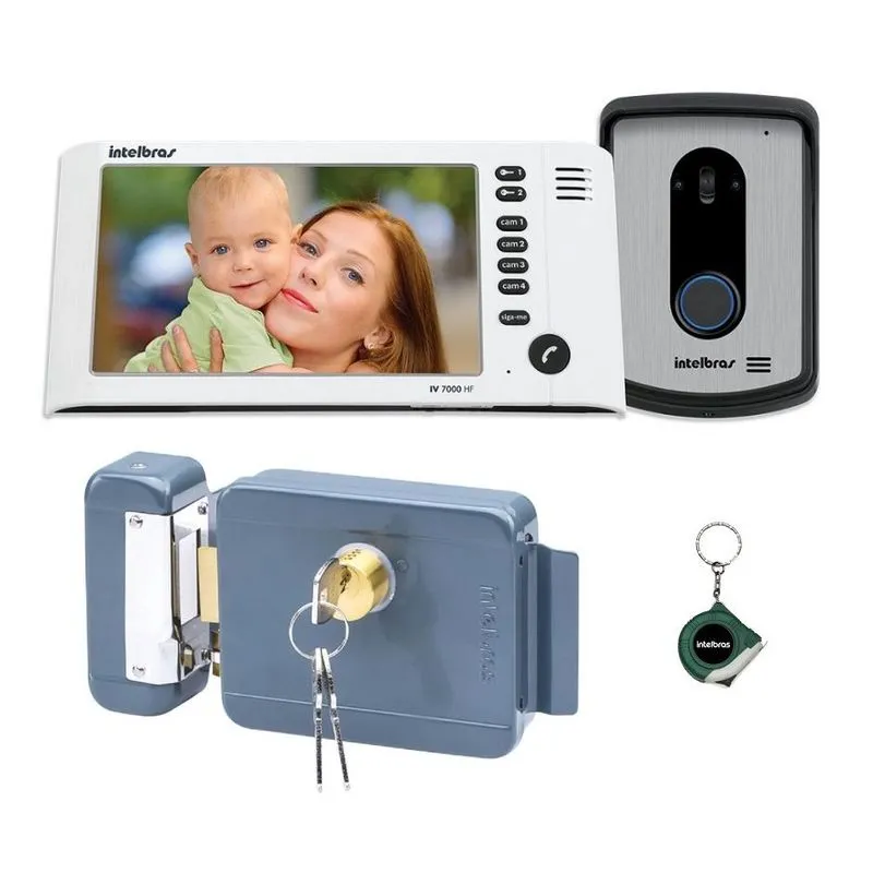 Kit Interfone video porteiro viva voz Intelbras Fechadura
