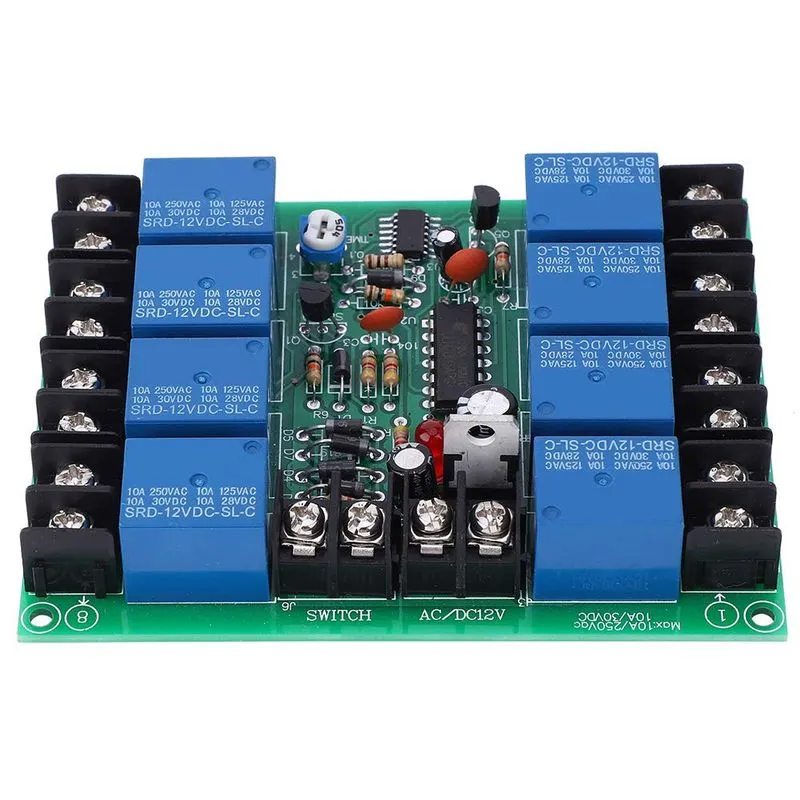 Placa De Sequência De Tempo De Alimentação Qf-s10-8 8 Canais 0,2-4s 12v
