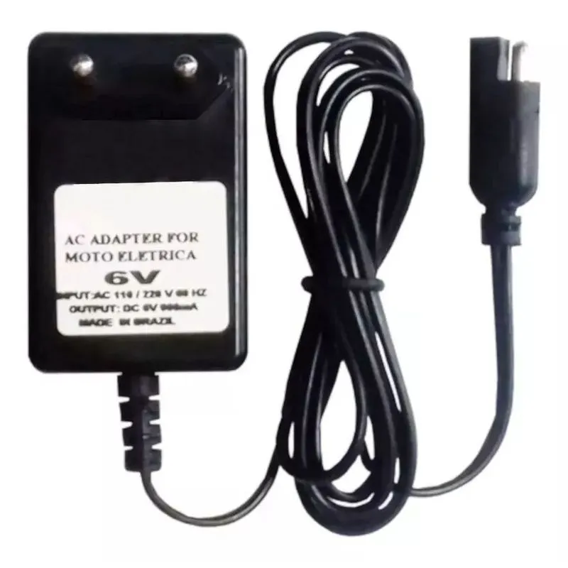 Carregador 6v 900ma p/ Brinquedos Bandeirantes Moto Elétrica