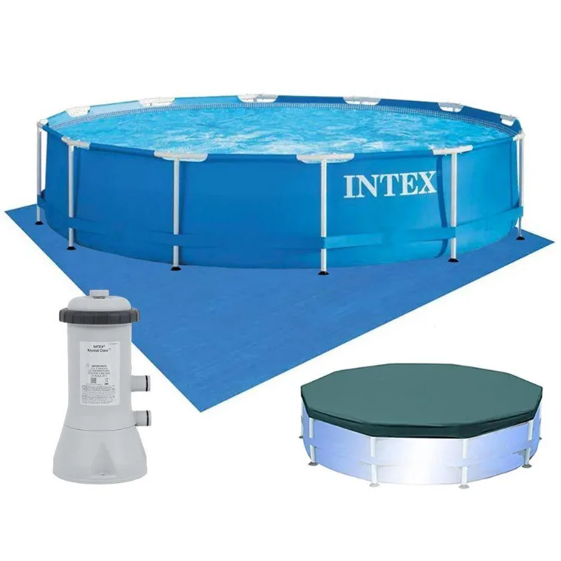 Piscina Estrutural 6.503 Litros Armação Azul + Capa + Filtro 220v + Forro - Intex