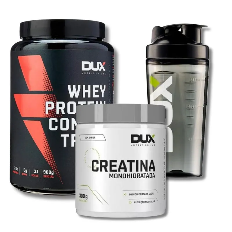 Kit Whey Concentrado Cookies + Coqueteleira 800ml + Creatina 300g - Dux