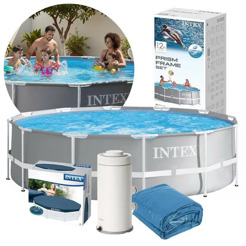 Piscina Estrutural Armação Prism 366 Cm Pvc Com Metal Galvanizado Filtro Capa Forro