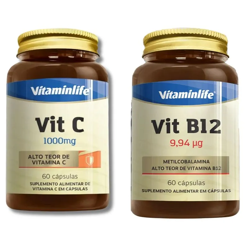 Kit Vitaminlife Vitamina B12 60 Caps + Vitamina C 60 Caps - Vitaminlife