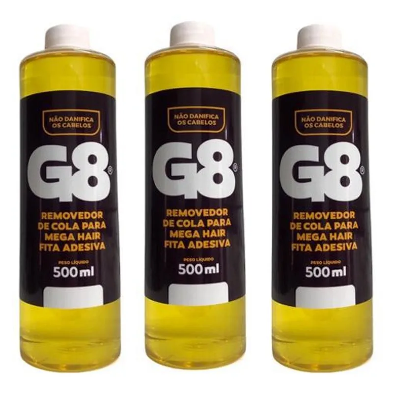 Removedor E Tira Excesso Megahair Fita Adesiva Kit 3X500Ml