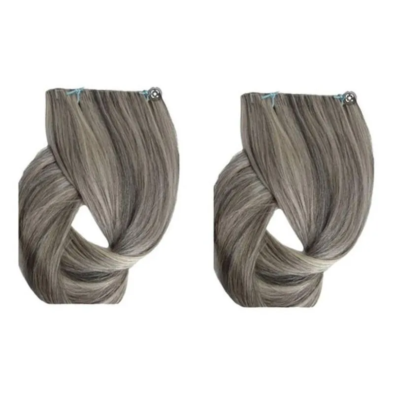 Cabelo Castanho Mechado Com Loiro | 2 Telas 30g | 30cm