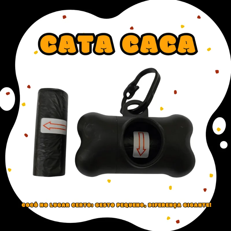 Kit Cata Caca Saquinho Coleta De Coco Pet suporte E 2 rolos Preto Único
