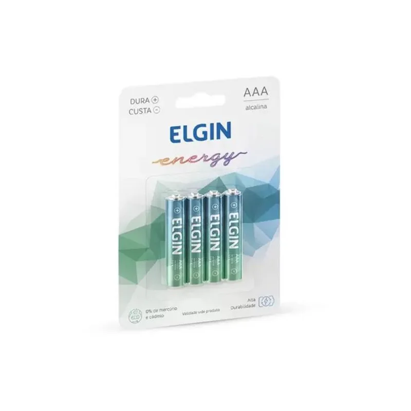 Pilha Alcalina Elgin Energy aaa LR03 1.5V Blister Pack com 4 unidades