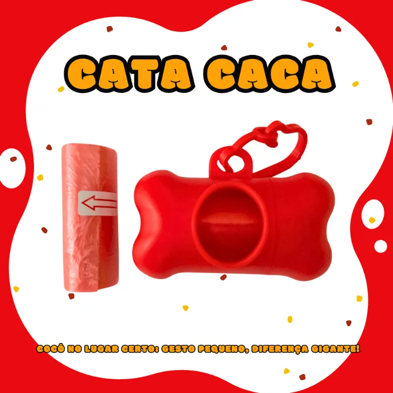 Kit Cata Caca Saquinho Coleta De Coco Pet suporte E 2 rolos Vermelho Único