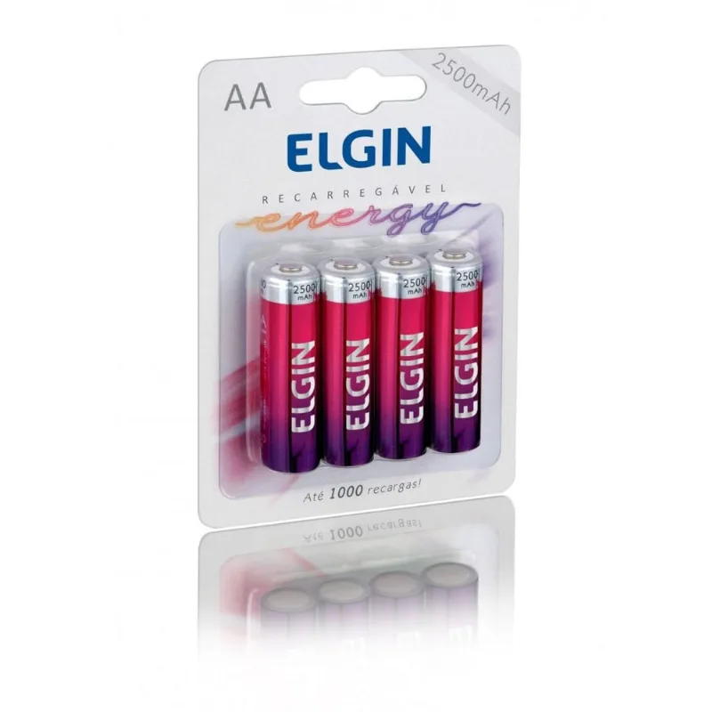 4 Pilhas Recarregáveis Blister Elgin Aa 2500 Mah Até 1000 Recargas