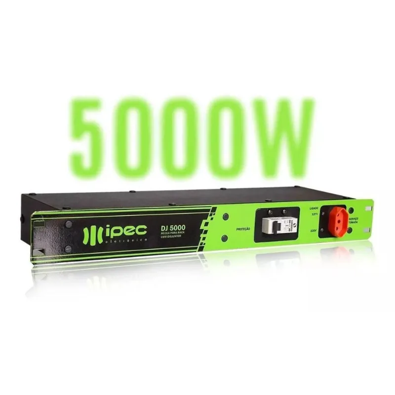 Regua Para Rack 19 Polegadas DJ5000 8 Tomadas 20a Disjuntor 32a 5000w Potencia ipec