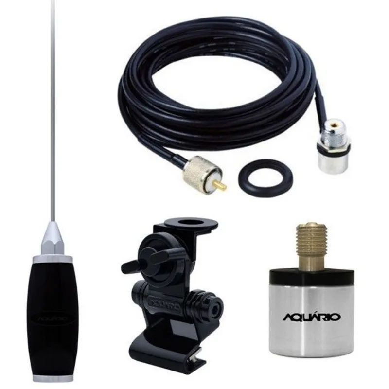 Antena Móvel px 1,40 Metros Mini Maria Mole Marinox B-2005p + Suporte Bi-Articulado + Cabo 5,5 Metros com Conectores + Adaptador uhf para px