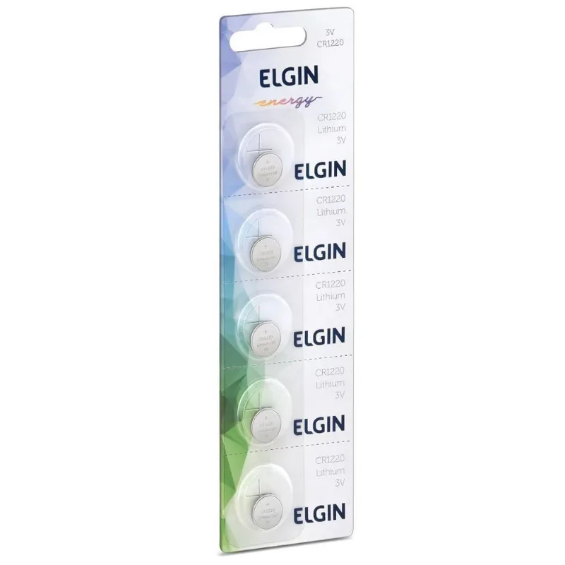 10 Bateria Moeda Cr1220 3v Pilha Lithium Cartela Elgin
