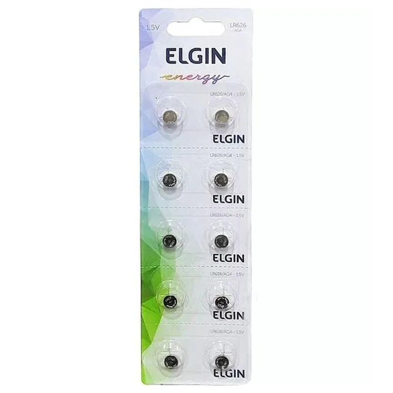 100 Bateria Elgin Lr626 Ag4 377 1.5v Botão Blister Cartela