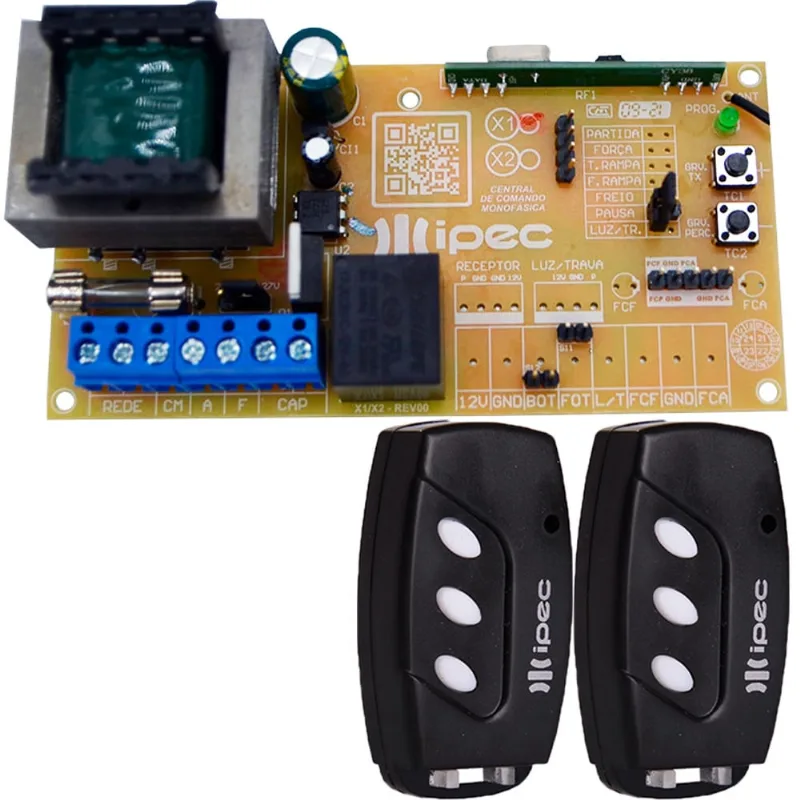 Central Placa Motor Portão Eletrônico ppa rcg seg Garen agl + 2 Controles 3 Canais
