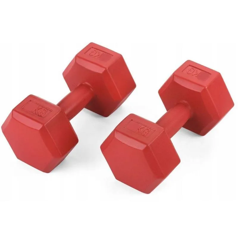 Par De Halteres Dumbell Cement Sextavado Bonafit 3kg Preto Vermelho, Único