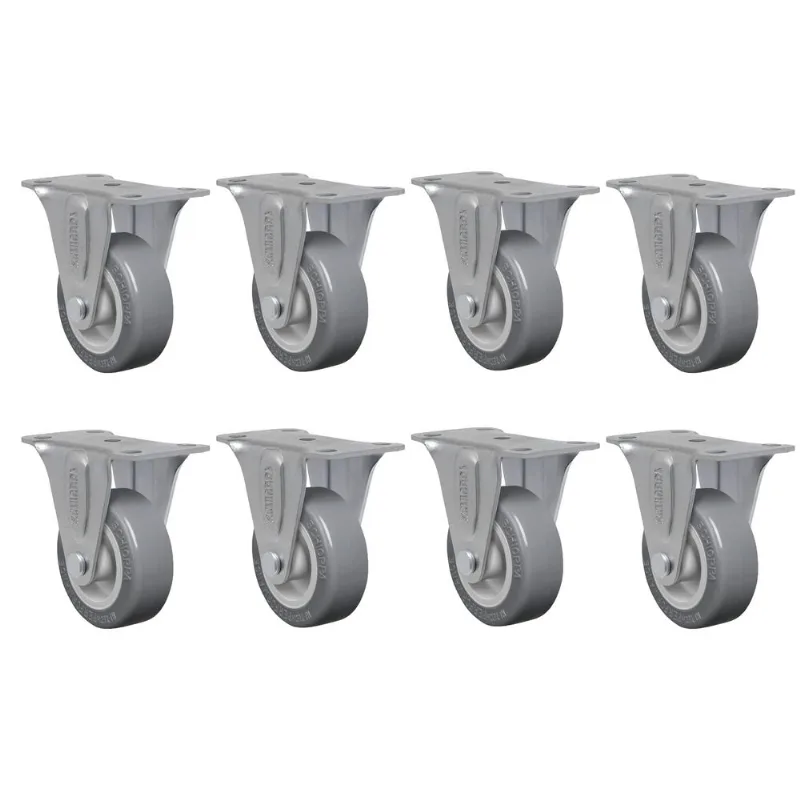 8 Rodizio Roda Fixo Fl 210 50mm Sem Freio Pvc Anti Risco Forte 40kg