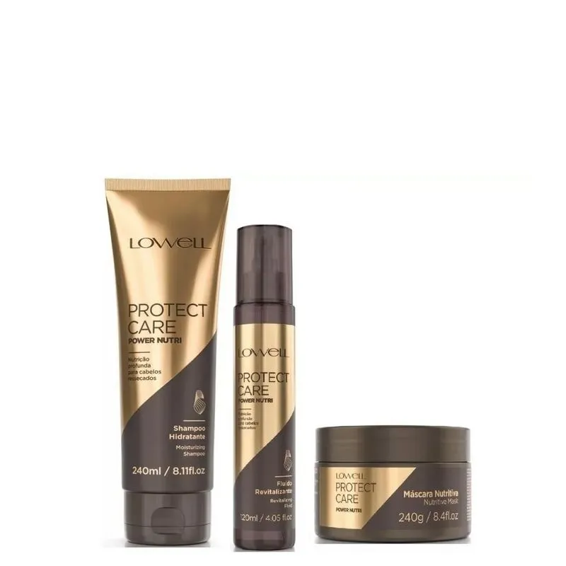 Shampoo Máscara E Fluido Protect Care Power Nutri Pequeno Lowell