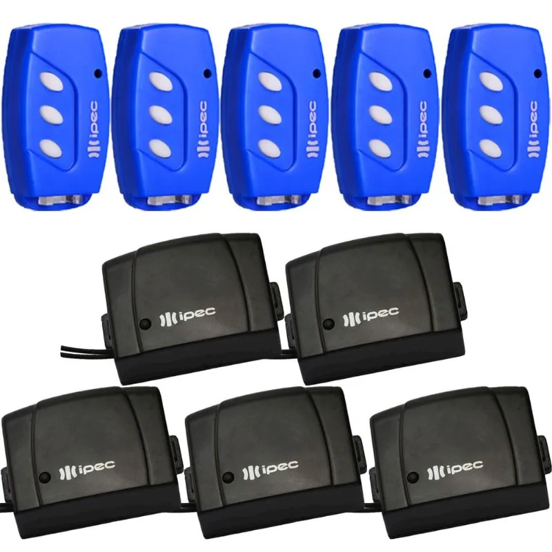 5 Controle Motor Portão Ecp Ppa Rcg Garen Seg Farol Tx Car + 5 Controle Azul Portão 433mhz 3 Canais Clip Fixar Bateria