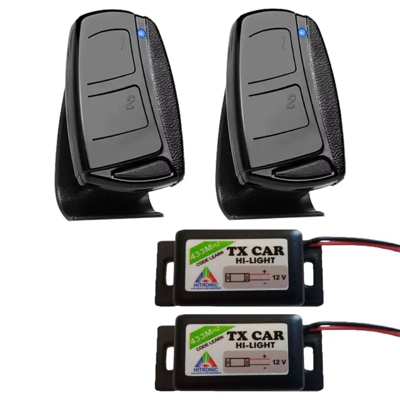2 TX Car Farol Alto Carro Moto Prova D'água + 2 Controle Portão 2 Canais Preto