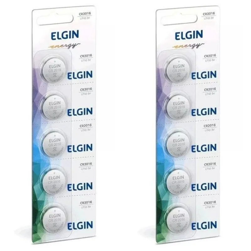 10 Bateria Moeda Botão Blister Lithium 3v Pilha Elgin Cr2016