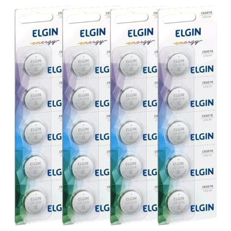 20 Bateria Moeda Botão Blister Lithium 3v Pilha Elgin Cr2016
