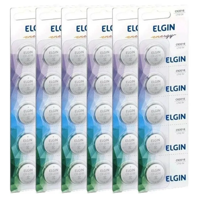 30 bateria moeda botão blister lithium 3V pilha elgin CR2016