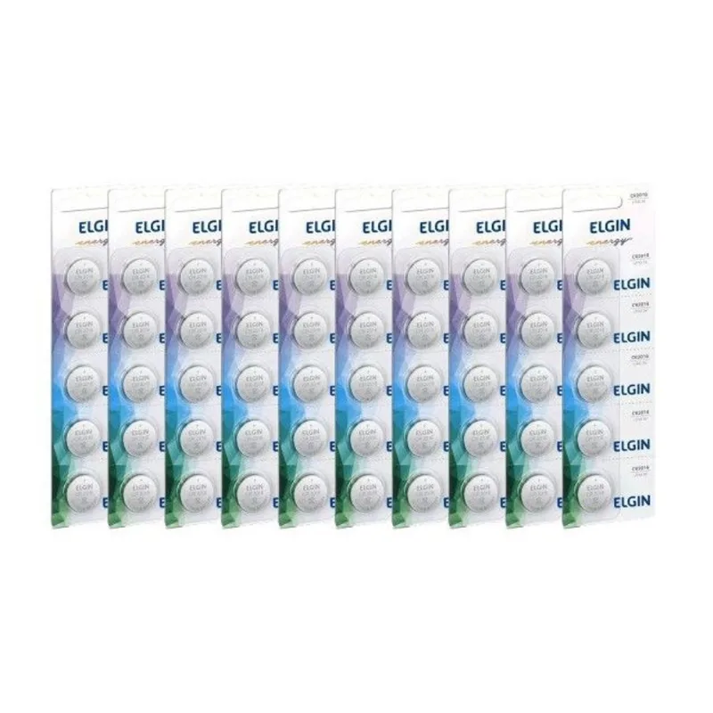 50 bateria moeda botão blister lithium 3V pilha elgin CR2016