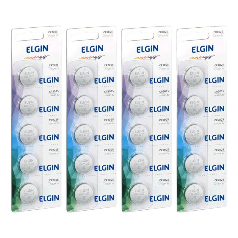 20 Bateria Moeda Botão Blister Litio Lithium 3v Pilha Elgin Cr2025