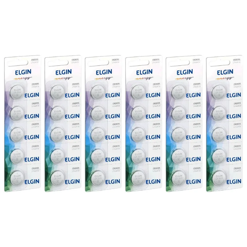 30 bateria moeda botão blister litio lithium 3V pilha elgin CR2025