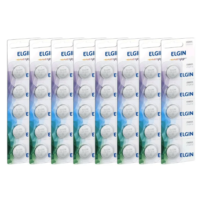 40 bateria moeda botão blister litio lithium 3V pilha elgin CR2025